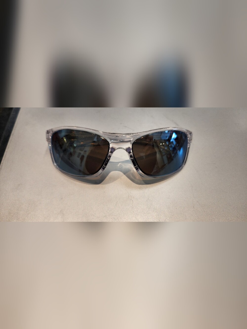 Revo Clear Frame Polarized Blue Mirror Lens Sunglasses